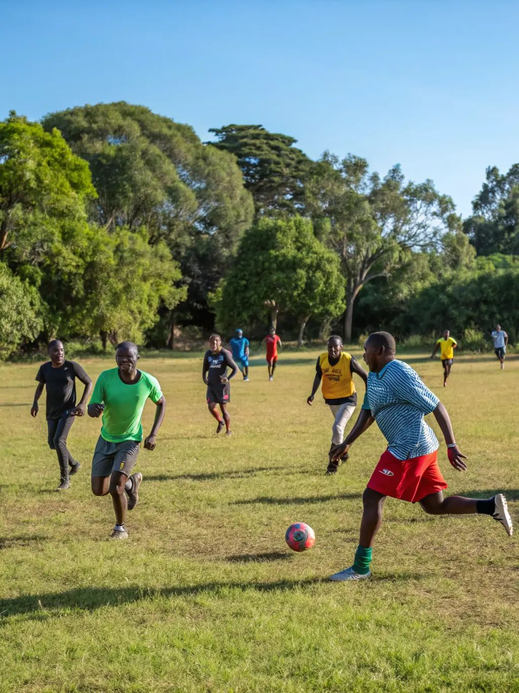 A group of young people participating in a sports activity, demonstrating APB's commitment to promoting physical activity and teamwork among youth.