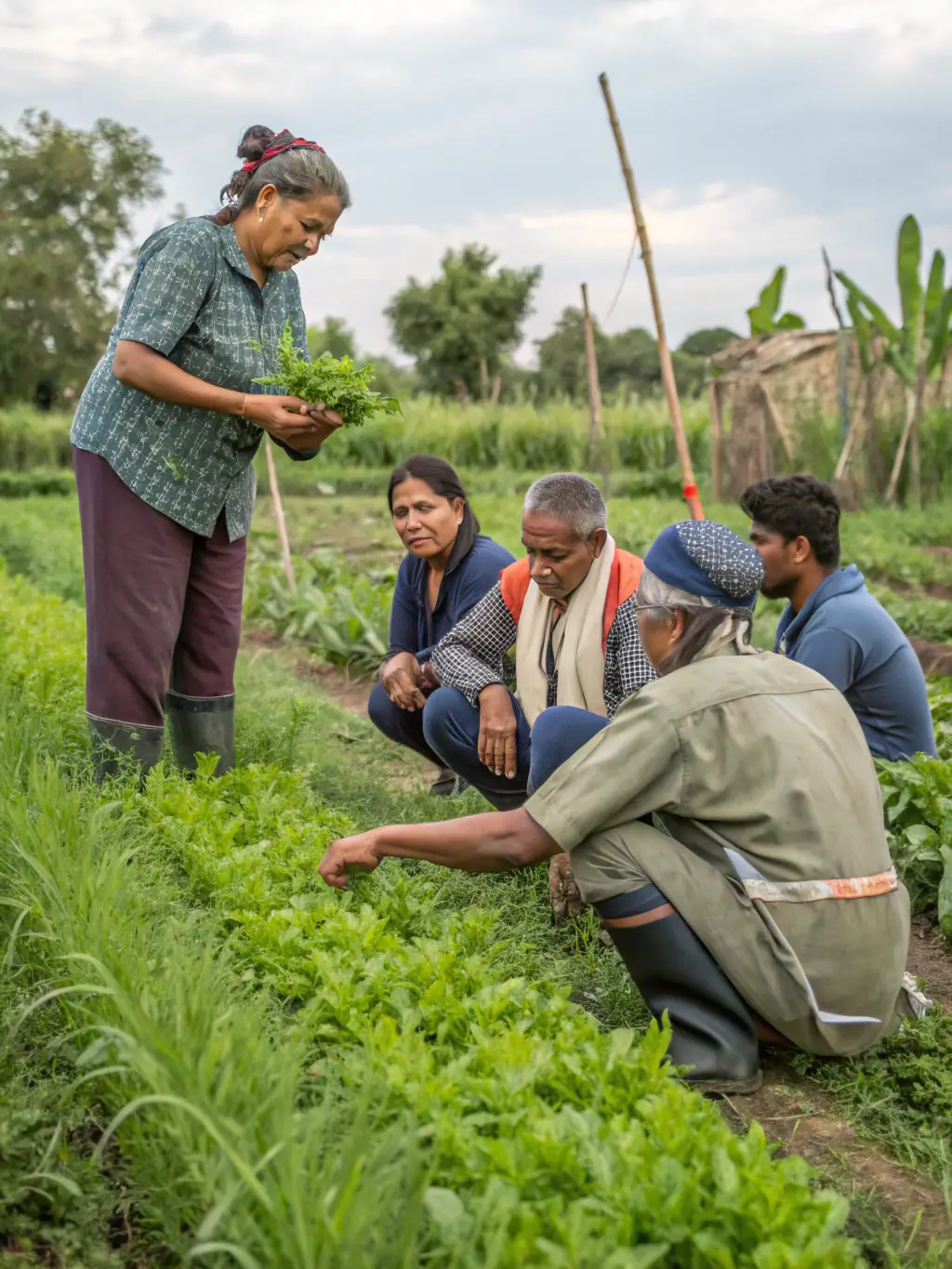 A photo of a CSNB-led workshop where local farmers are learning about sustainable agricultural practices to reduce environmental impact.